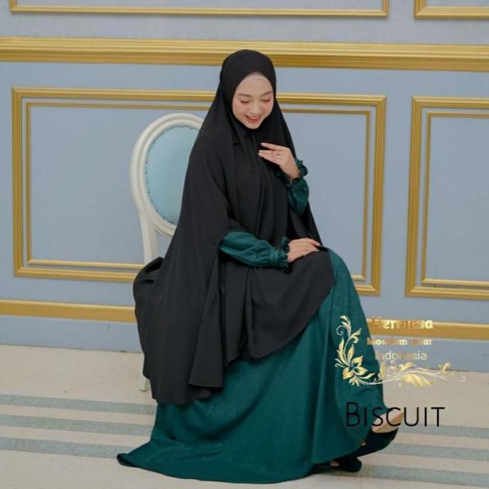 GAMIS HERMOSA MOTIF BISCUIT WARNA HIJAU BOTOL/GAMIS HIJAU TUA HERMOSA/GAMIS HIJAU TUA BISA COD Canti