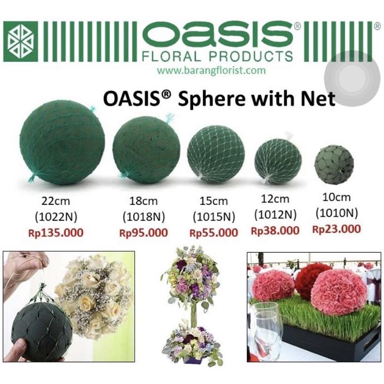 OASIS Sphere with net 12cm 1012N Foam Bunga Bulat Oasis Basah bulat Foam bunga asli bentuk bulat 12c