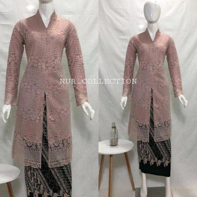SETELAN KEBAYA TUNIK BROKAT MALIKA ATASAN KEBAYA TUNIK JUMBO LD120 KEBAYA MALIKA TUNIK KURUNG MEWAH 