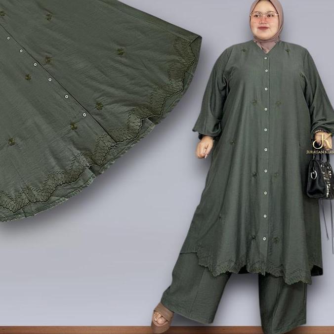 Setelan Super Jumbo LD 140 Eatimasi BB 85-140KG+ Kemeja Celana Dan Rok Jumbo Oversize Bahan Pololine