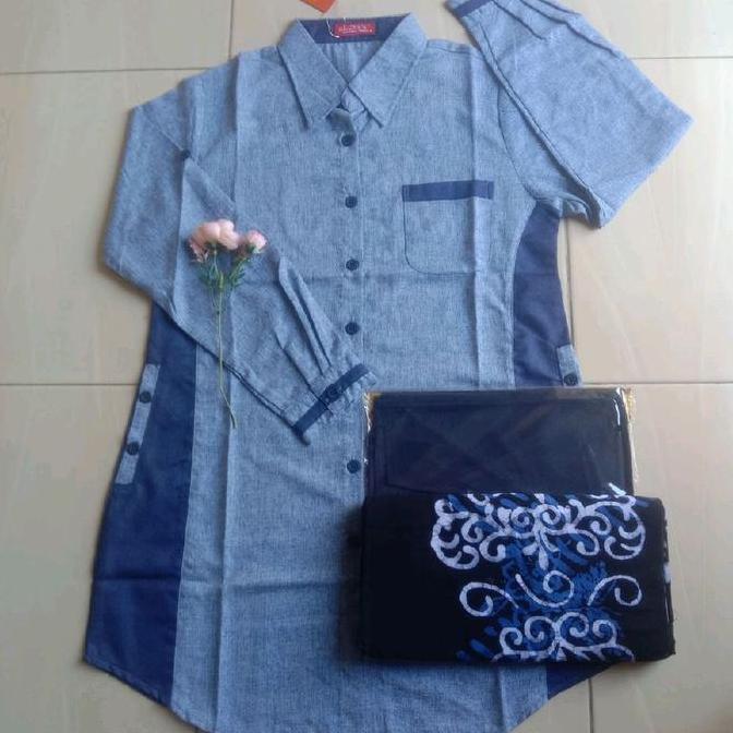 Stelan santri putri tunik al mya/baju/sarung/kerudung