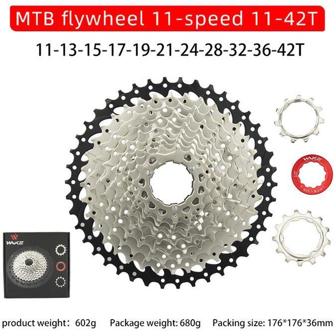 TERBARU - Wake Sprocket 11 Speed 11 - 42T Silver Gear Cassette Sepeda MTB