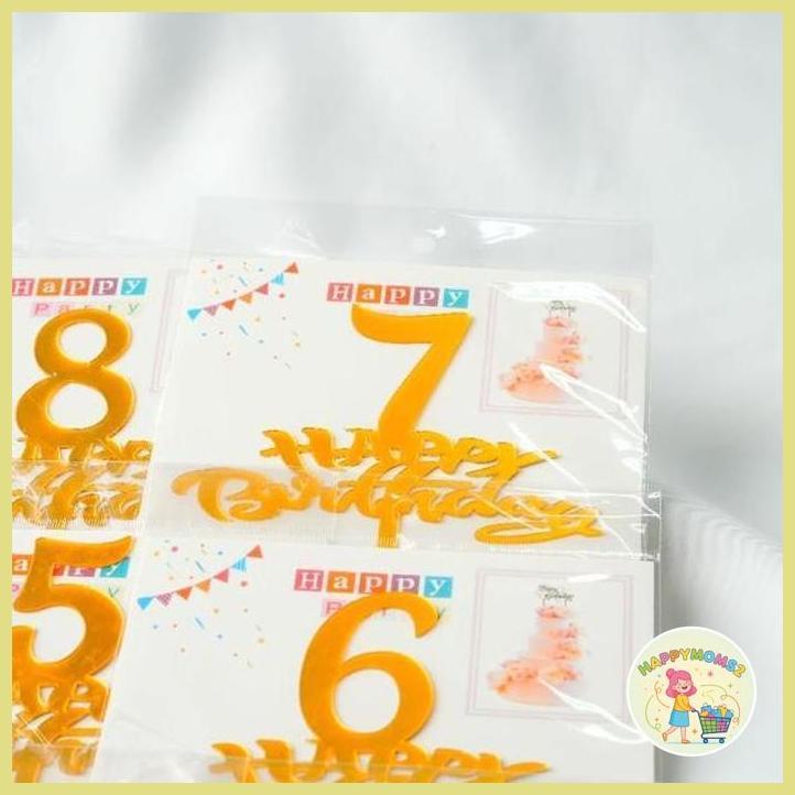 (HMOM2) CAKE TOPPER HAPPY BIRTHDAY / DEKORASI KUE ULANG TAHUN ANGKA 1 - 9 KESUKAAN BUNDA MAMA MOMS I