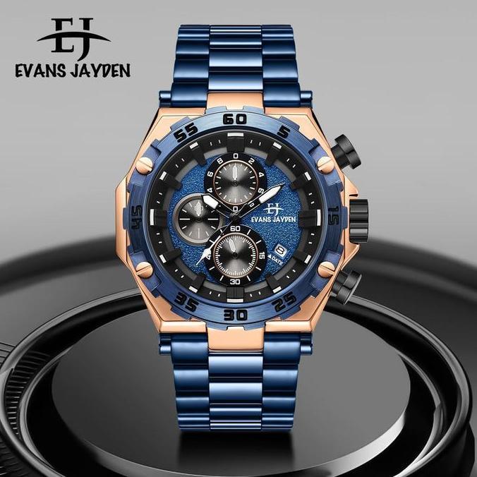 Buy 1 Get 1  Evans Jayden Jam Tangan Pria Ej 9840 Rantai Stainless Steel Chronograph Kaca Sapphire W
