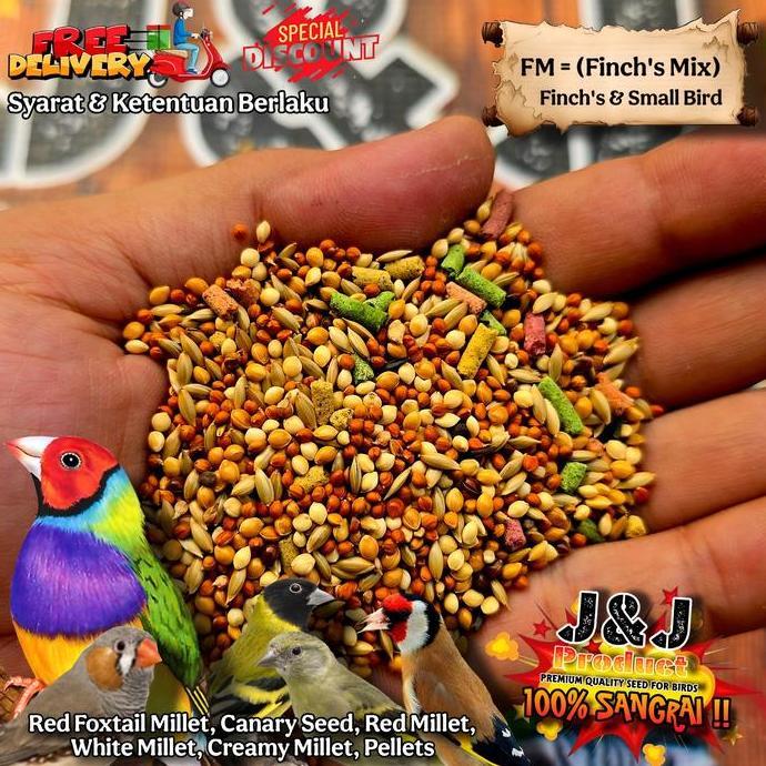 TERMURAH - J&J Finch Mix (FM) (5KG) Pakan Burung Emprit, Gold Amadine, Finch