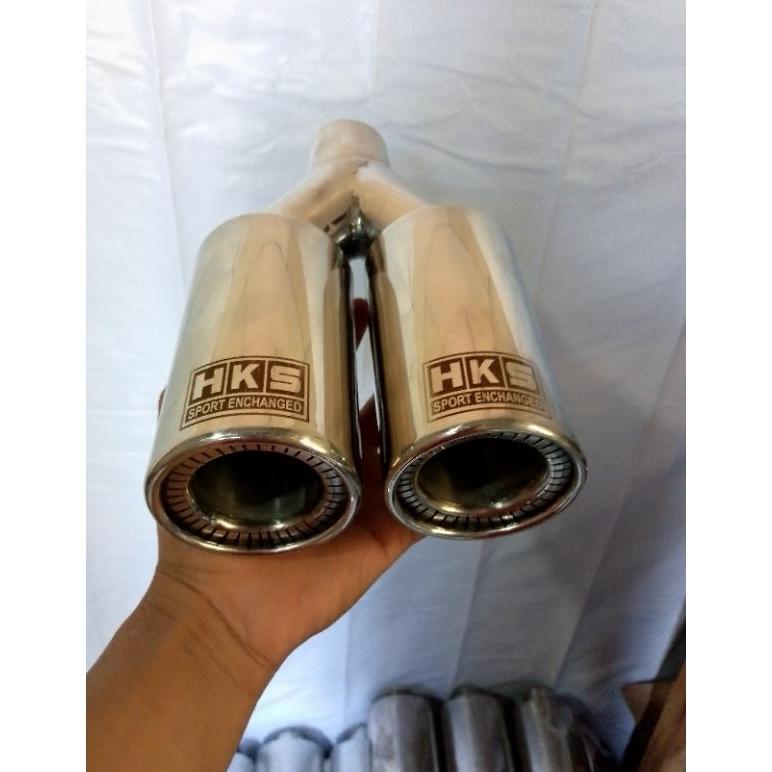 knalpot mobil HKS cabang dua suaranya bass adem all mobil