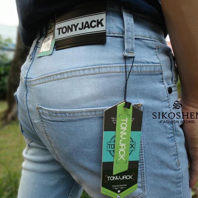 Celana Jeans Pria Tony Jack Slimfit High Quality Soft Melar Nyaman Biru Muda Wash