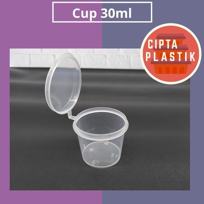 Cup Saos Sambal 30 ml (50 pcs) Tempat Sauce Mini Slime Tutup Sambung