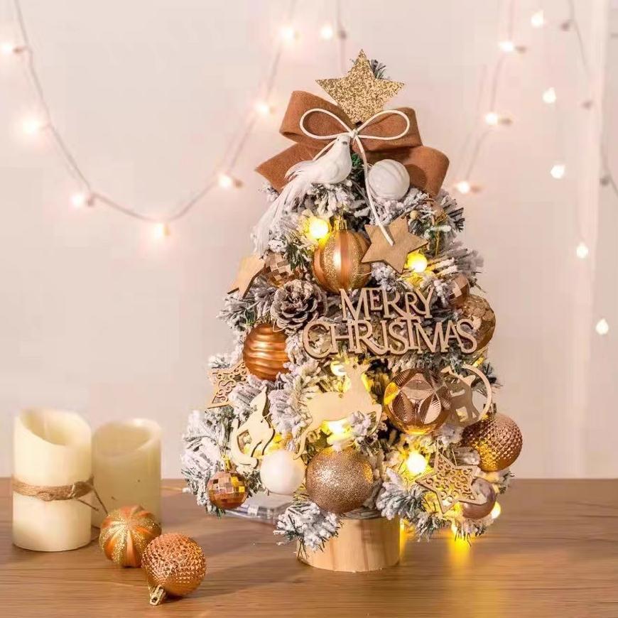 Set Pohon Natal DIY untuk Rumah, Ukuran 45-60cm, Dekorasi Jendela dan Meja, Ornamen Kecil dengan Lam
