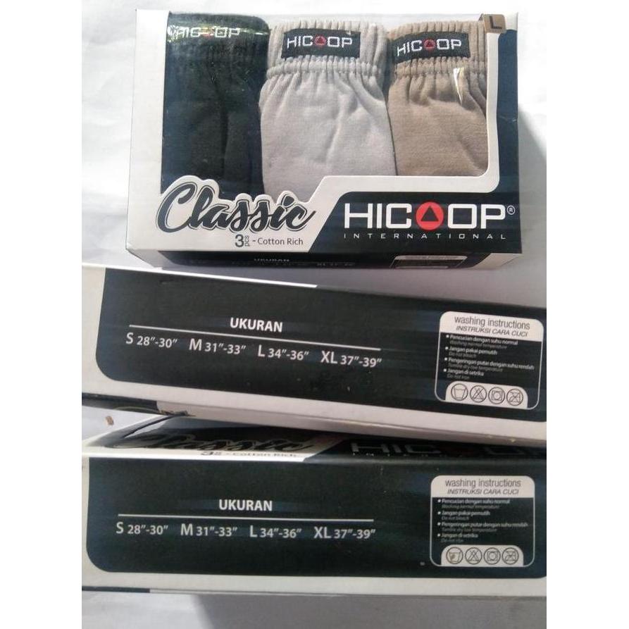 Celana Dalam Pria Isi 3Pcs Bahan Katun Size M L Xl Merek Hicoop