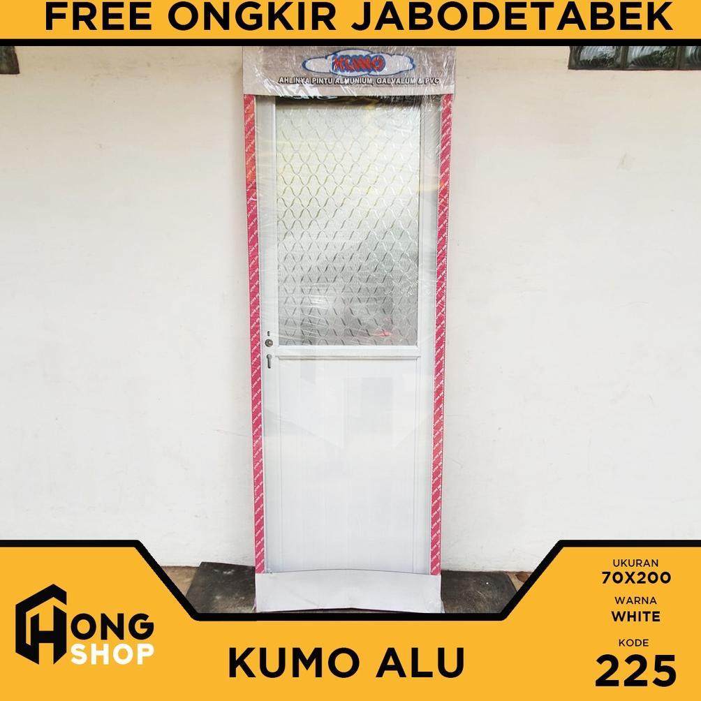 Pintu Kamar Mandi Aluminium 70x200 KUMO 1/2 Kaca -- Super White