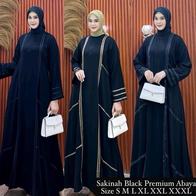 Abaya Sakinah Black Premium Abaya Gamis Dress Jetblack Abaya Kondangan Abaya Bundling Pashmina Abaya