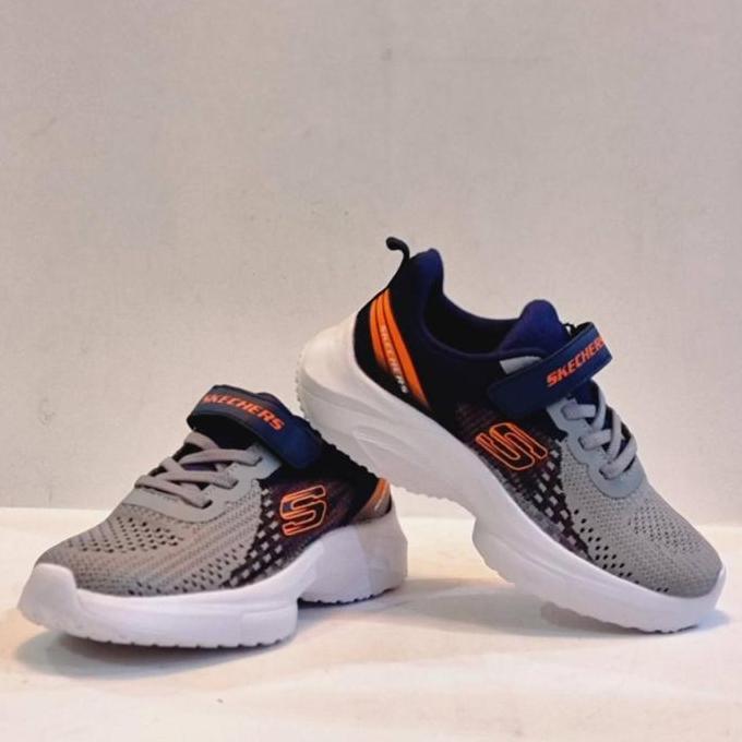 Sepatu Anak Laki Laki Sekolah Skechers Kids Premium Navy Grey / Abu