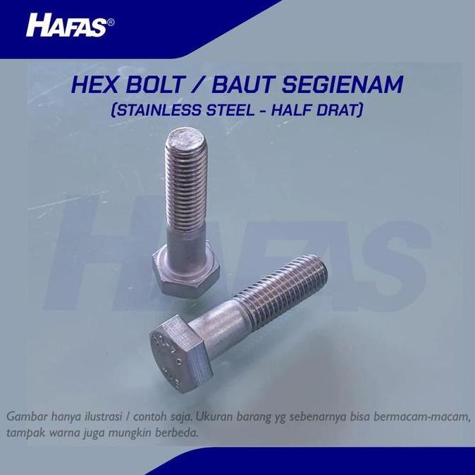 Baut SUS304 M10 x 70 - P1.50, HALF (Stainless Steel A2) - 10 pcs