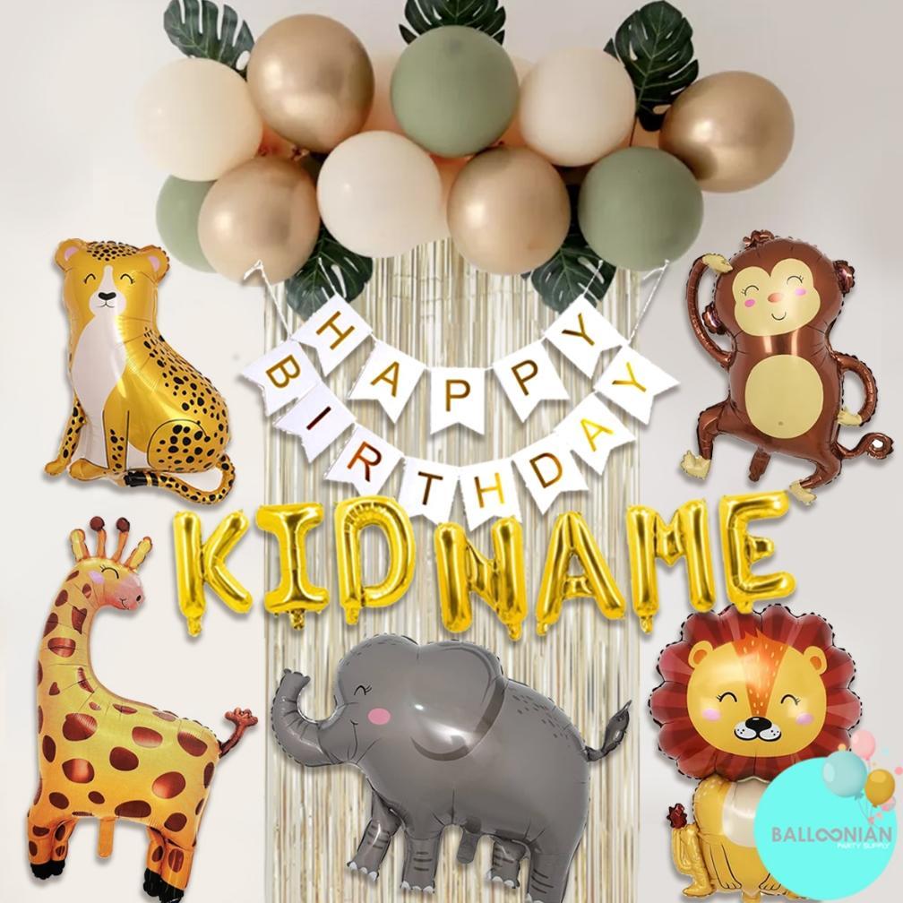RETRO SIMPLE DEKORASI SET/PAKET DEKORASI ULANG TAHUN ANAK/BALON FOIL DINO/TEMA DEKORASI JUNGLE/HEWAN