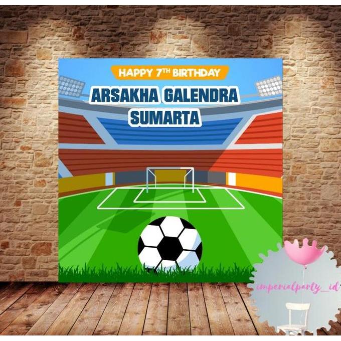 Diskon Custom Happy Birthday Backdrop Banner Spanduk Sepak Bola Football