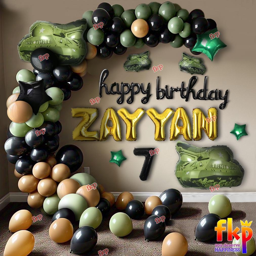 FUN KIDS PARTY Balon JUMBO Tank Army / Set Dekorasi Army / Set Dekorasi Garland Tema Tank / Dekorasi