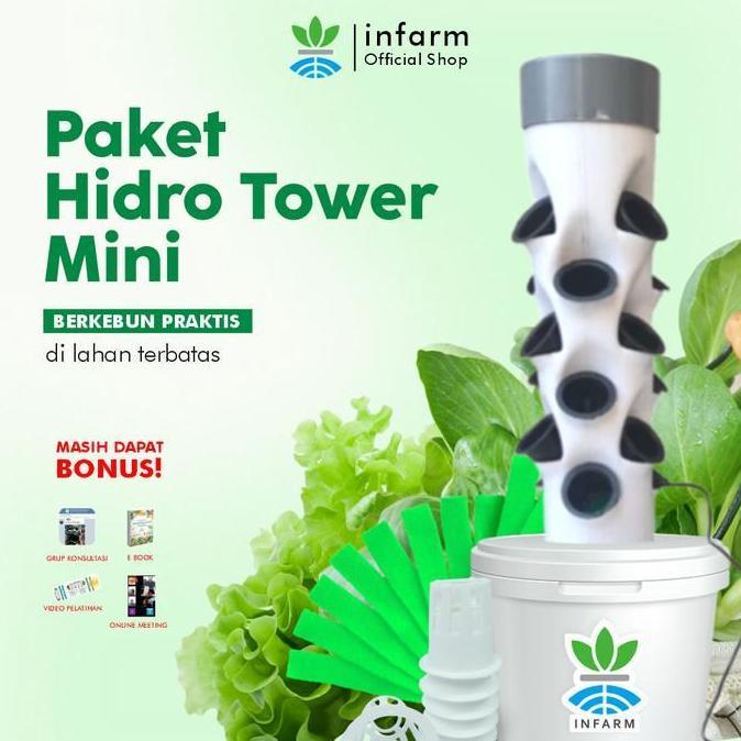 TERBARU INFARM - Pot Tower Instalasi Hidroponik 18 Lubang Pot Tower Saja DFT Vertikal Pot Tower Inst