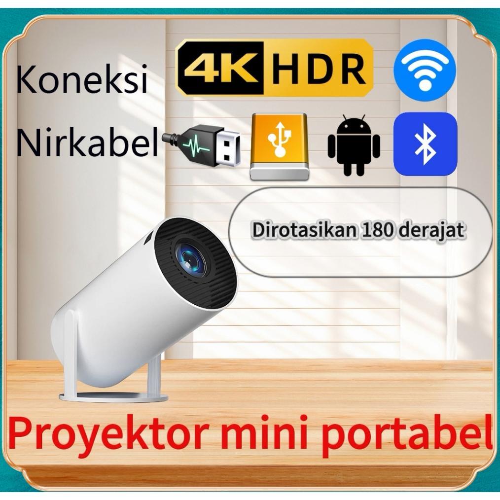 HY300 Proyektor  4K Ultra HD Baik iOS maupun Android bisa melakukan screencast nirkabel  portabel