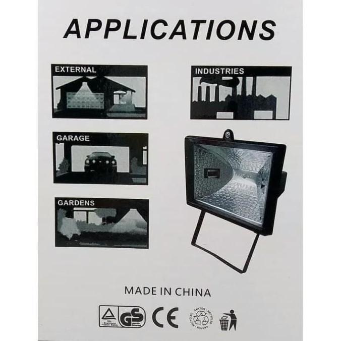 Kap Lampu Halogen 500 Watt Lampu Sorot Halogen 500W + Lampu