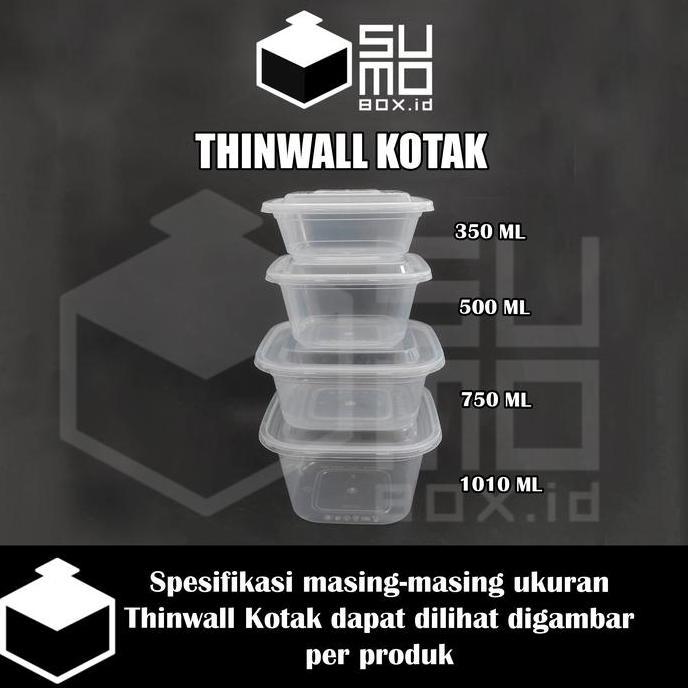 Thinwall KOTAK 500ml + tutup / wadah plastik box dessert [ECERAN]