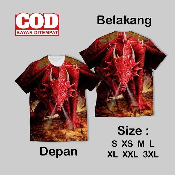 Kaos FullPrint DRAGON New | Kaos AOP NAGA versi baru Depan Belakang