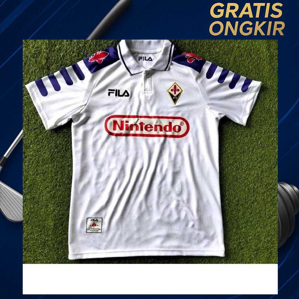 Jersey Retro Fiorentina Away 1997/98 Longsleeve Size Lengkap S-7Xl Blokecore Vintage Classic Sport