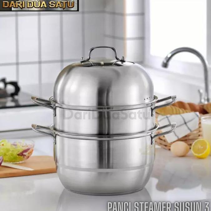 Panci Steamer Susun 3 Stainless Steel Panci Kukus