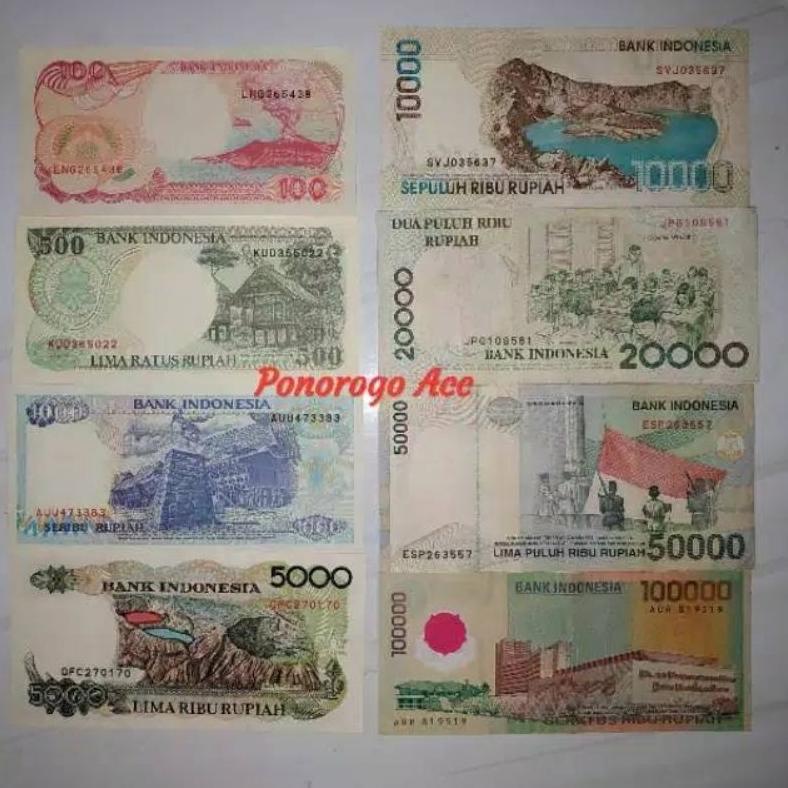 Dindaseller6 - Paket Uang Kuno Asli Tahun 90An Koleksi Lengkap 100 Pinisi 500 Otan 1000 Lompat Batu 