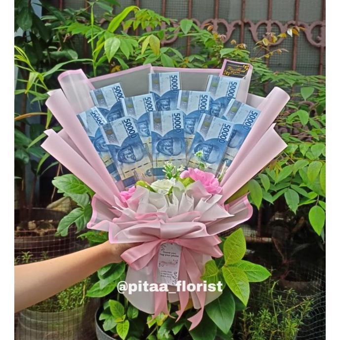 Dindaseller6 - Buket Uang Asli Pecahan 50 Ribu Hadiah Wisuda Dan Ulang Tahun