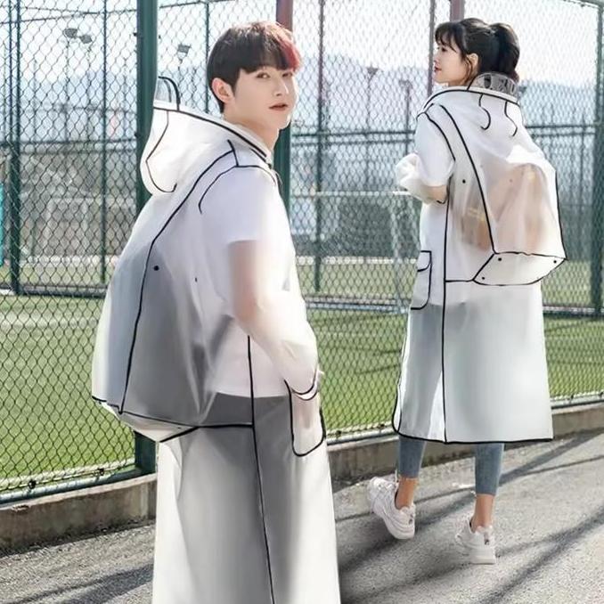 Jas Hujan Putih Transparan Pria Wanita Style Gaya Korea Keren