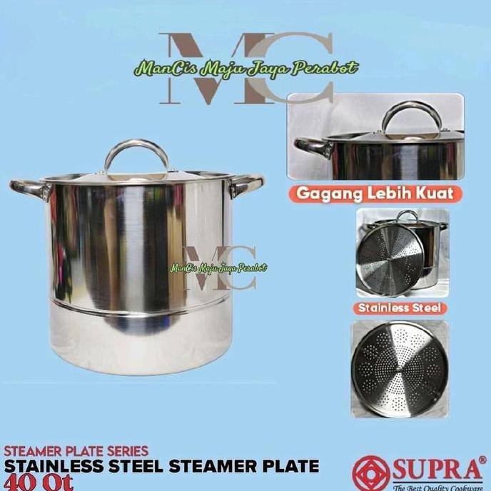 Panci Stock Pot WSP 40 QT SUPRA Stainless Steel / Kukusan / steamer