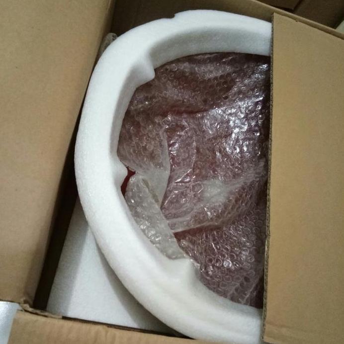 wastafel kaca tempered glass merah bulat murah