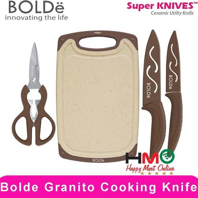 TERMURAH - Pisau Set Keramik Bolde Ceramic Cutting Board Set 3+1 pcs Bolde Super Utensil Knife Set