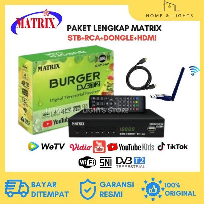 SetTopBox Matrix Burger Hijau/STB DVB T2HD/Set Box TV Digital (Grosir)