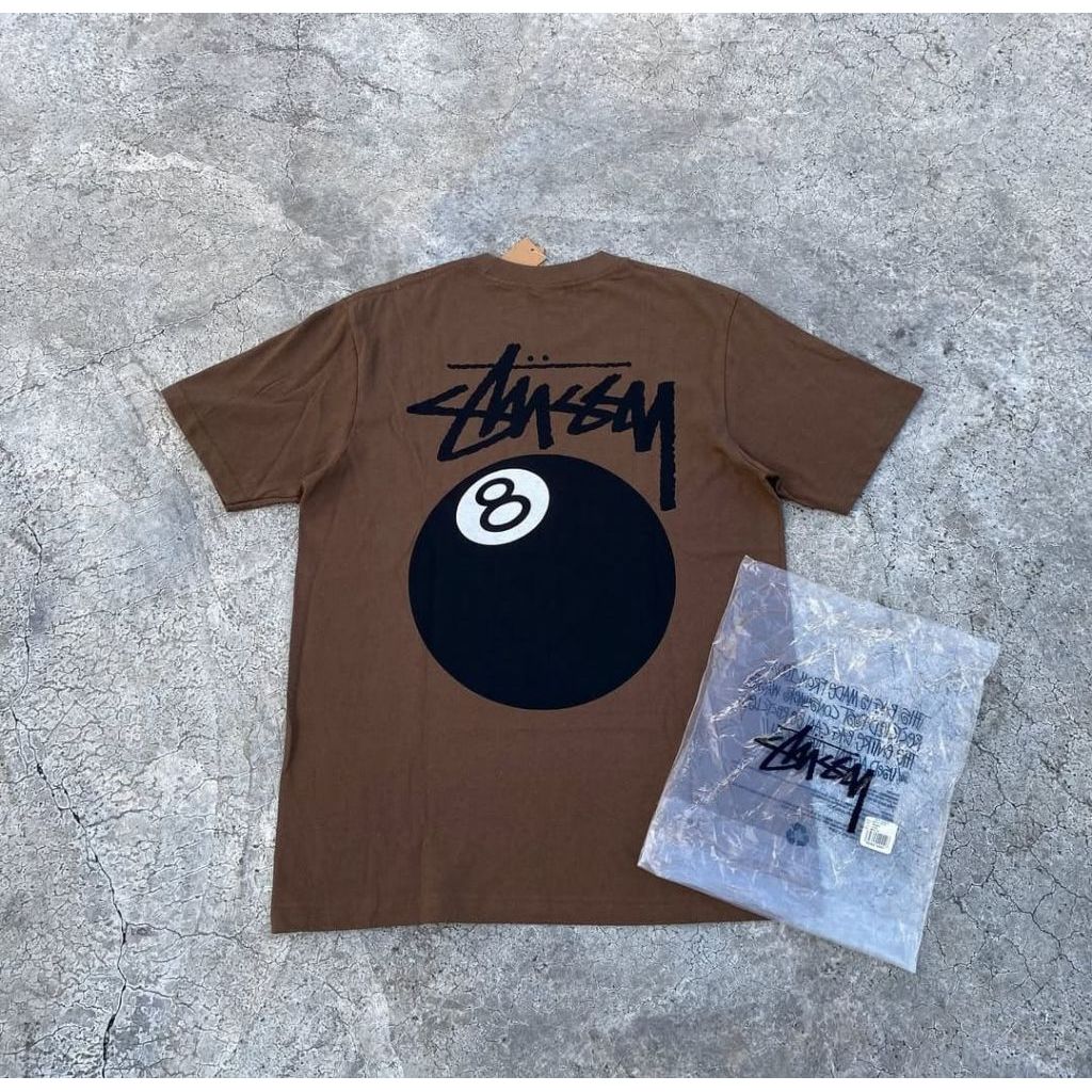 T-SHIRT Stussy 8 Ball Kaos STUSSY pria UNISEX full tag T-shirt STUSSY 8 ball