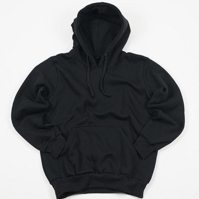 Sale Kepomp Hoodie Cotton Fleece Hitam Polos Eksklusif