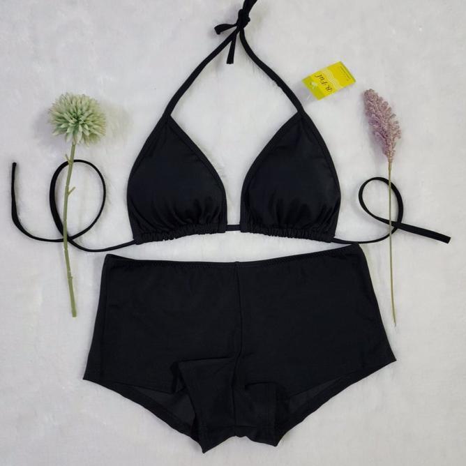 Bikini Set Cewek Cup Bra Fit 34B Dengan Short Pant Ramping - Sport Air Dewasa Bahan Elastis Motif Bu