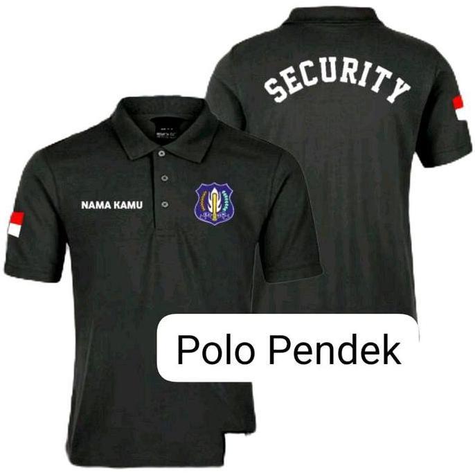 KAOS BERKERAH SERAGAM SECURITY LOGO BIRU TULISAN SECURITY MELENGKUNG // KAOS POLO BERKERAH SECURITY 