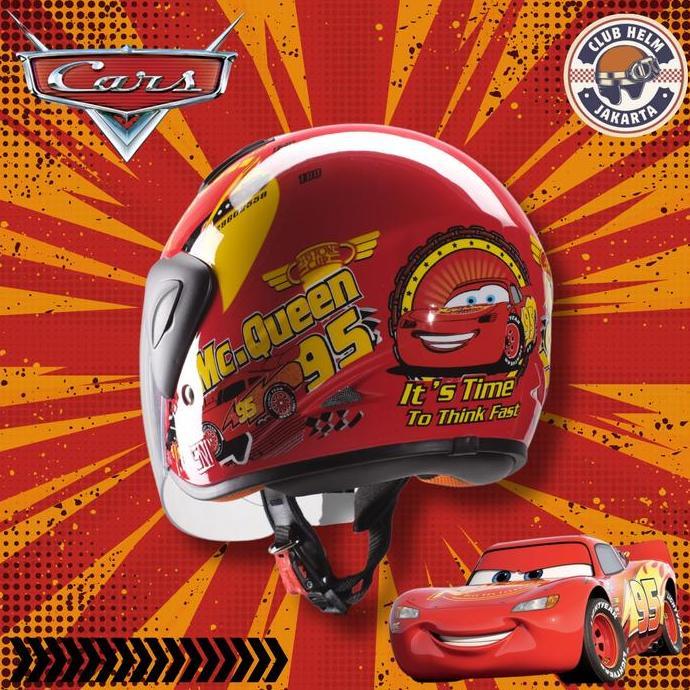 Helm Anak Junior Half Face Karakter Cars Mcqueen untuk Sepeda Motor Terlaris