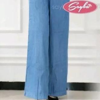 Kayla Jumpsuit Jeans Wash - Overall Kulot Wanita - Baju Kodok Cewek Jeans - Tanpa Inner Panjang Deni
