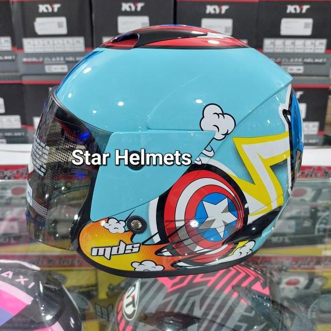 Helm Anak MDS R3 Junior Captain America #3 Blue Pastel Terlaris