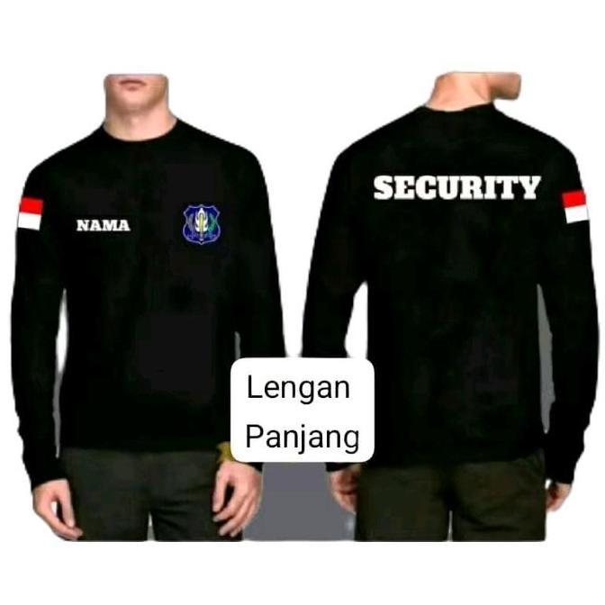 Kaos Security Lengan Panjang Katun Combed Free Nama Dikaos