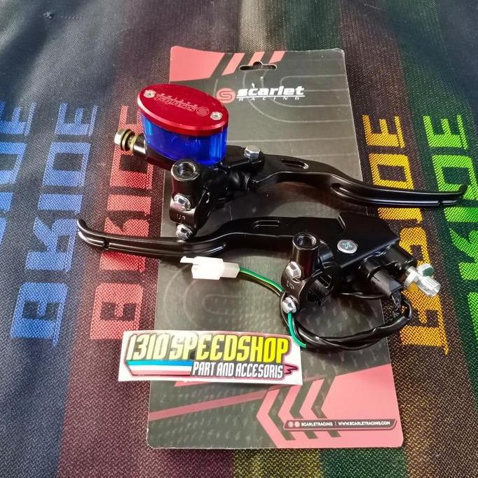 MASTER REM KANAN KIRI TABUNG OVAL SMOKE BIRU TUTUP MERAH BY SCARLET