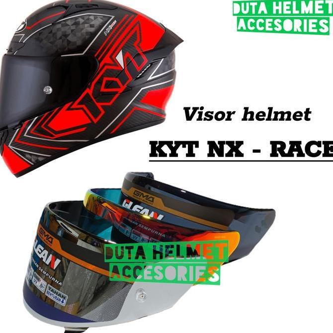 Kaca helm KYT NX RACE - flat visor helmet kyt nx nz race iridium red gold blue bening hitam