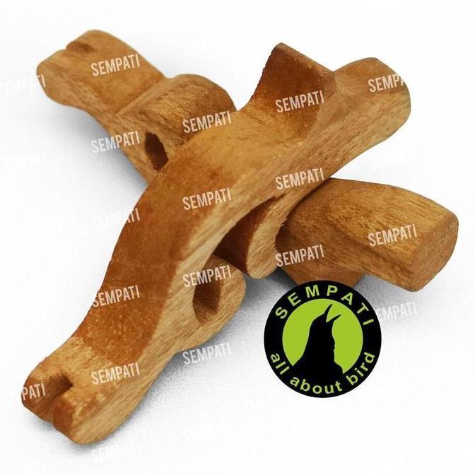 SEMPATI Penyangga Tangkringan Kayu Ukir 1 Set Isi 2 Pcs Stand Penyangga Tangkringan Sangkar Kandang 