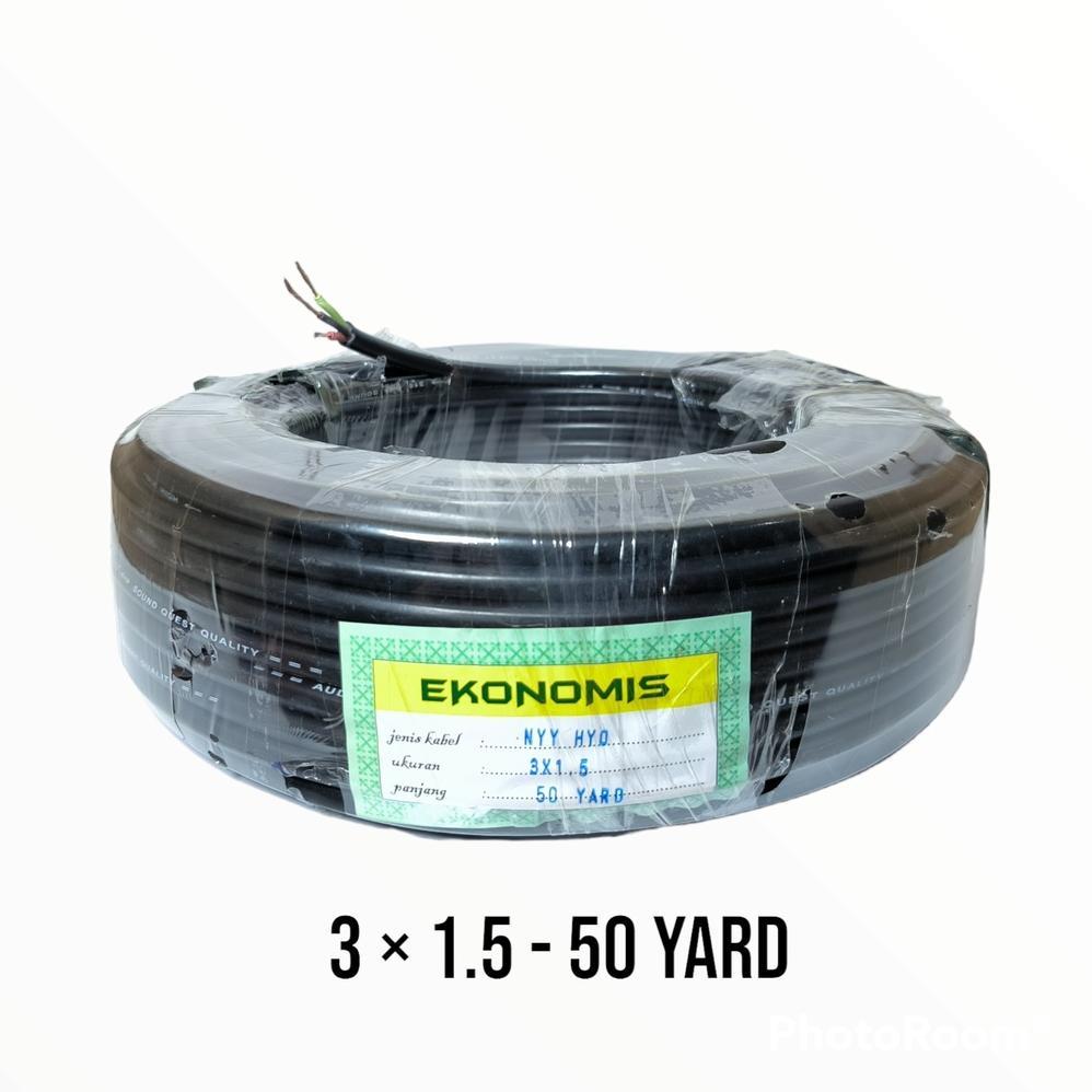 ELEKTRIK00 Ekonomis Kabel Listrik / Audio HYO 3 x 1.5 Hitam - 50 Yard