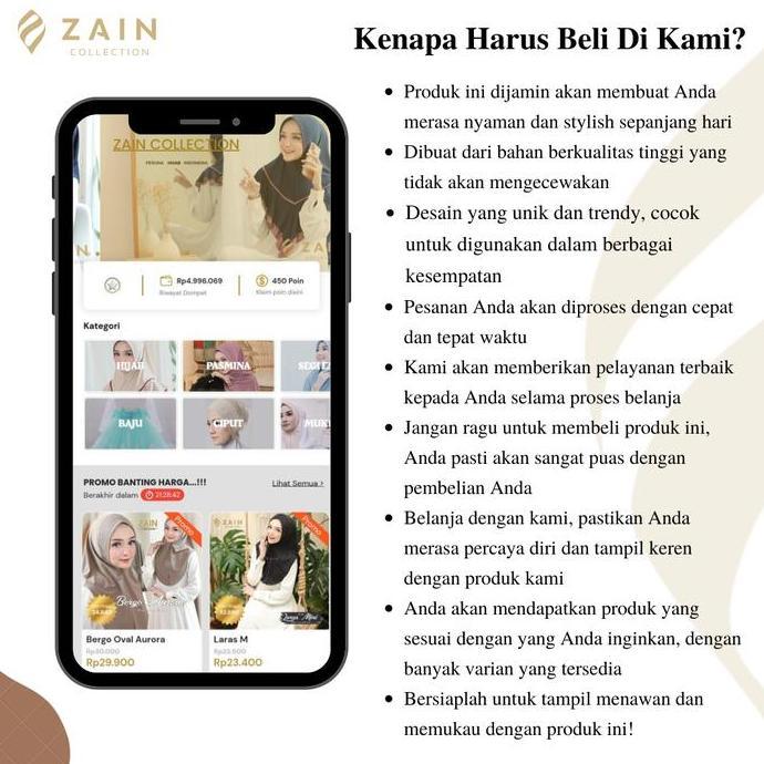 ZAIN Hijab Bergo Rara Kerudung Bergo Ped Busa Jilbab By Zain Collection