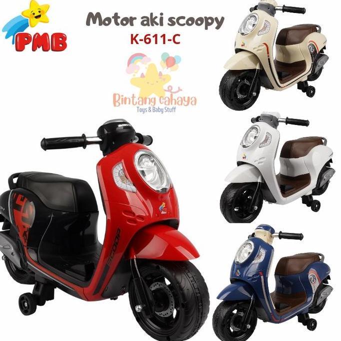 Terlaris Motor Aki Anak Pmb K611C K-611-C Sepeda Scoopy Listrik Cas Baterai