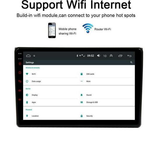 Pioneer Head Unit Android 14 4GB+64GB 9/10 Inch 2Din Wifi GPS Carplay Nirkabel Bluetooth Universal